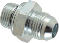 VOSS 3/4-16 x M18x1.5 Male MJIC x Male Metric 1" Hex Industrial Pipe Adapter Zinc Plated Carbon Steel, 1-1/2" OAL JM 0818 - 84433192