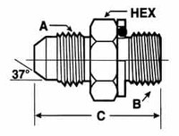 VOSS 7/8-14 x M22x1.5 Male MJIC x Male Metric 1-1/16" Hex Industrial Pipe Adapter Zinc Plated Carbon Steel, 1-11/16" OAL JM 1022(-10) - 84433259