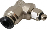 Aignep USA 5mm Outside Diam, M5 Metric, Nickel Plated Brass Push-to-Connect Tube Male Swivel Elbow 250 Max psi, Tube to Metric Thread Connection, Buna O-Ring 50115N-5-M5 - 73227589