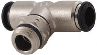 Aignep USA 6mm Outside Diam, M5 Metric, Nickel Plated Brass Push-to-Connect Tube Male Swivel Branch Tee 250 Max psi, Tube to Metric Thread Connection, Buna O-Ring 50215N-6-M5 - 63287411