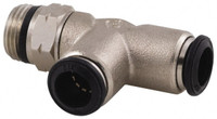 Aignep USA 5mm Outside Diam, M5 Metric, Nickel Plated Brass Push-to-Connect Tube Male Swivel Run Tee 250 Max psi, Tube to Metric Thread Connection, Buna O-Ring 50225N-5-M5 - 63287965