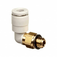 SMC Pneumatics Metal Push-To-Connect Tube Fittings, Type: Male Elbow, Tube Outside Diameter (mm): 6, Maximum Working Pressure: 145, Connection Style: Push to Connect, Connection Type: Tube to Metric Thread, Brass/Polybutylene KQ2L06-M6A - 05496716