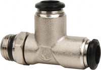 Value Collection 6mm Outside Diam, M5 Metric, Nickel Plated Brass Push-to-Connect Tube Male Swivel Run Tee 250 Max psi, Tube to Metric Thread Connection, Buna O-Ring 2556406565PRO - 61762027