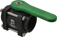 Green Leaf 2" Pipe, Standard Port, Polypropylene Standard Ball Valve 3 Piece, Inline - One Way Flow, FNPT x FNPT Ends, Lever Handle, 150 WOG V 200 - 80254659