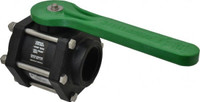 Green Leaf 2" Pipe, Full Port, Polypropylene Standard Ball Valve 3 Piece, Inline - One Way Flow, FNPT x FNPT Ends, Lever Handle, 100 WOG V 200 FP - 80254667