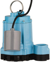 Little Giant 4/10 hp, 9 Amp Rating, 115 Volt, 60 Hz, Piggyback Mechanical Float Effluent Pump 1-1/2" Outlet, Cast Iron Housing, 1 Phase, 3/4" Max Solid, Thermal Overload Protection 509801 - 43744325