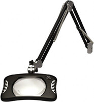 O.C. White PLREC-45-B Magnifier, LED, Table Edge Clamp Mount, ESD Safe, 45 Reach, 120 V, Black