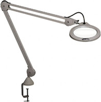 O.C. White PLRO6-45-5D-B Magnifier, LED, Table Edge Clamp Mount, ESD Safe, 45 Reach, 120 V, Black