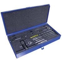 Greenfield Threading Tap & Die Set: M6 x 1 to M12 x 1.75 Taps, M6 x 1 to M12 x 1.75 Dies, Metric High Speed Steel, Bright Finish, Round Dies, Plug, Adjustable, 15 Pc 420368 - 96924840