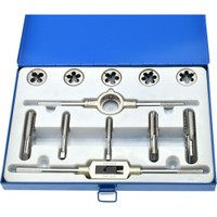 Value Collection Tap & Die Set: M12 x 1.75 to M20 x 2.5 Taps, Metric Coarse High Speed Steel, Round Dies, Adjustable, 12 Pc CCT1596 - 03959780