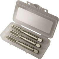 Greenfield Threading Tap Set: M8 x 1.25 Metric, 4 Flute, Bottoming Plug & Taper, High Speed Steel, Bright Finish 2.7188" OAL, 6H Class of Fit, Right Hand, 3 Pc 174524 - 81330870
