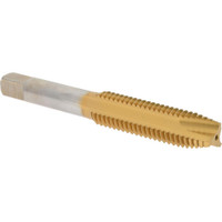 Hertel Spiral Point Tap: M12x1.75 Metric Coarse, 3 Flutes, Plug, 6H Class of Fit, High Speed Steel, TiN Coated 1-21/32" Thread Length, Right Hand, D6, K027767AS25 - 87145579