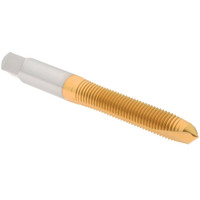 Hertel Spiral Point Tap: M8x1.00 Metric Fine, 2 Flutes, Plug, High Speed Steel, TiN Coated 1-1/8" Thread Length, Right Hand, D3, K020235AS25 - 07681323