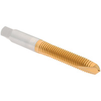 Hertel Spiral Point Tap: M8x1.25 Metric Coarse, 2 Flutes, Plug, High Speed Steel, TiN Coated 1-1/8" Thread Length, Right Hand, D3, K020219AS25 - 07681299
