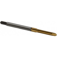 Kennametal Spiral Point Tap: M3 x 0.5, Metric Coarse, 2 Flutes, Plug, 6H, High Speed Steel, TiN Finish 5/8" Thread Length, 1-15/16" OAL, Right Hand, D3, Series 2351T 1545211 - 40390833