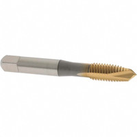 OSG Spiral Point Tap: M10x1.50 Metric Coarse, 3 Flutes, Plug, 6H Class of Fit, High Speed Steel, TiN Coated 1-1/4" Thread Length, Right Hand, D6, Series 142 1981605 - 75045856