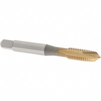 OSG Spiral Point Tap: M8x1.25 Metric Coarse, 2 Flutes, Plug, 6H Class of Fit, High Speed Steel, TiN Coated 1-1/8" Thread Length, Right Hand, D5, Series 142 1981305 - 75045815
