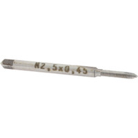 Value Collection Spiral Point Tap: M2.5x0.45 Metric Coarse, 2 Flutes, Plug, High Speed Steel, Bright Finish 1/2" Thread Length, Right Hand, D1, MSC-04997094 - 04997094