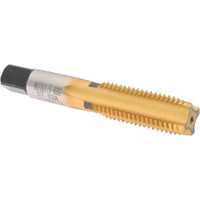 Hertel Straight Flutes Tap: Metric Coarse, 4 Flutes, Plug, 6H, High Speed Steel, TiN Finish 2" Thread Length, 4-15/32" OAL, Right Hand, D7 K027796AS25 - 07684335