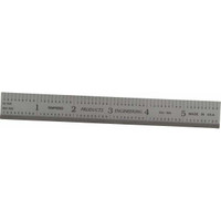 PEC Tools Steel Rule: 6" OAL, Decimal & Metric Graduation, Rigid, 3/4" OAW Silver, Satin Chrome-Plated, 10" Graduation 562-006 - 01471010