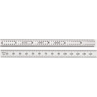 Starrett Steel Rule: 5-3/4" OAL, English & Metric Graduation, Flexible, 1/2" OAW Silver, Satin Chrome-Plated, 1/2, 1/32 & 1/64" Graduation 51331 - 86413051