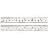 Starrett Steel Rule: 5-3/4" OAL, English & Metric Graduation, Rigid, 3/4" OAW Silver, Satin Chrome-Plated, 1/2, 1/32 & 1/64" Graduation 52634 - 86421773