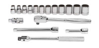 Williams Industrial Tools 17 pc 3/8" Drive 12-Point Metric Shallow Socket and Drive Tool Set Packed Keep Safe Foam - JHWMSB-17F