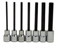 Williams Industrial Tools 7  pc 3/8" Drive -Point Metric Bit Long Hex Bit Socket Set on Rail and Clips - JHW31951