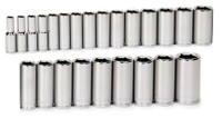 Williams Industrial Tools 23 pc 1/2" Drive 6-Point Metric Deep Socket Set on Rail and Clips - JHW32945