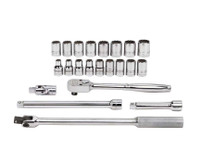 Williams Industrial Tools 22 pc 1/2" Drive 12-Point Metric Shallow Socket and Drive Tool Set Packed Keep Safe Foam - JHWMSS-22F