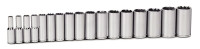 Williams Industrial Tools 17 pc 1/2" Drive 12-Point Metric Deep Socket Set  on Rail and Clips - JHWMSSD-17RC