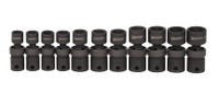 Williams Industrial Tools 11 pc 1/2" Drive 6-Point Metric Universal Universal Socket on Rail and Clips - JHW37916