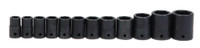 Williams Industrial Tools 12 pc 1/2" Drive 6-Point Metric Shallow Impact Socket on Rail and Clips - JHWMS4-12HRC