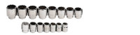 Williams Industrial Tools 15 pc 3/4" Drive 12-Point Metric Shallow Socket Set  on Rail and Clips - JHWMSH-15RC