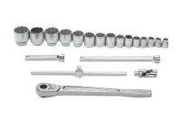Williams Industrial Tools 20 pc 3/4" Drive -Point Metric Shallow    Socket and Drive Tool Set Packed Cardboard Box - JHWMSH-20