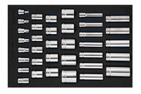 Williams Industrial Tools 36 pc 1/2 Drive 12-Point Metric Shallow & Deep Socket Set in 1/3 Foam Drawer Inset - JHWFMSS-36RC