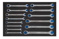 Williams Industrial Tools 14 pc Metric Ratcheting Combination Wrench Set in 1/3 Foam Drawer Inset (8-19 mm) - JHWFMWS-1124NRC