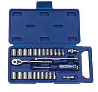 Williams Industrial Tools 27 pc 1/4" Drive 12-Point SAE & Metric Socket and Drive Tool Set Compact Case - JHW50672B