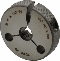 GF Gage Threaded Ring Gage: M10 x 1.25 Thread, Metric, Class 6G, Go Class 6G R1001256GGK - 55334353