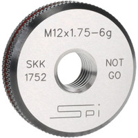 SPI Threaded Ring Gage: M12 x 1.75 Thread, Metric, Class 6G, No Go Class 6G, Oil Hardened Non-Shrinking Steel (OHNS), , NPL Traceability Certification Included 34-490-3 - 75890459