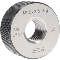 SPI Threaded Ring Gage: M20 x 2.50 Thread, Metric, Class 6G, Go Class 6G, Oil Hardened Non-Shrinking Steel (OHNS), , NPL Traceability Certification Included 34-505-8 - 75890525