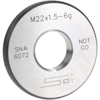 SPI Threaded Ring Gage: M22 x 1.50 Thread, Metric, Class 6G, No Go Class 6G, Oil Hardened Non-Shrinking Steel (OHNS), , NPL Traceability Certification Included 34-508-2 - 75890558