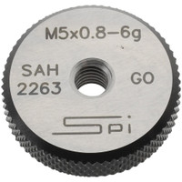 SPI Threaded Ring Gage: M5 x 0.80 Thread, Metric, Class 6G, Go Class 6G, Oil Hardened Non-Shrinking Steel (OHNS), , NPL Traceability Certification Included 34-473-9 - 75890343