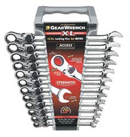 GEARWRENCH Combination Wrench Set: 12 Pc, 10" 11" 12" 13" 14" 15" 16" 17" 18" 19" 8" & 9" Wrench, Metric Ratcheting, Chrome-Plated 85698 - 04575593