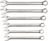 GEARWRENCH Combination Wrench Set: 6 Pc, 25 mm 26 mm 27 mm 29 mm 30 mm & 32 mm Wrench, Metric 15 ° Head Offset Angle, Chrome-Plated 81922 - 89613822