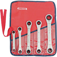 Proto Ratcheting Box Wrench Set: 5 Pc, Metric Chrome-Plated J1190MA - 06892798