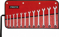 Proto Ratcheting Combination Wrench Set: 12 Pc, Metric Chrome-Plated JSCRMT-12S - 62865035