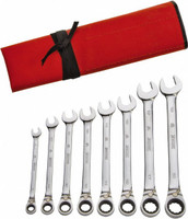 Proto Ratcheting Reversible Combination Wrench Set: 8 Pc, Metric Polished Finish JSCVMT-8S - 48217418