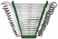SK Combination Wrench Set: 15 Pc, 8 to 22 mm Wrench, Metric Chrome-Plated 86265 - 60918612
