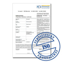 PCE Instruments Calibration Certificate - CAL-HT-2